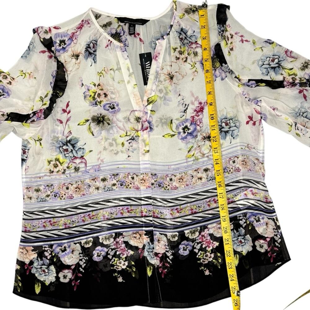 White House Black Market Women L Top Floral Cottagecore Ruffle Garden Fairy Work - Picture 6 of 10
